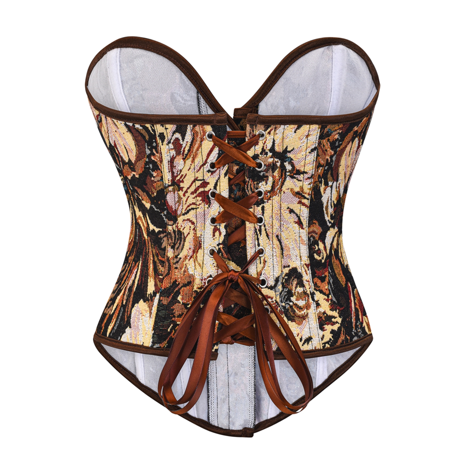 Vintage Floral Jacquard Overbust Corset Medieval Corset Top